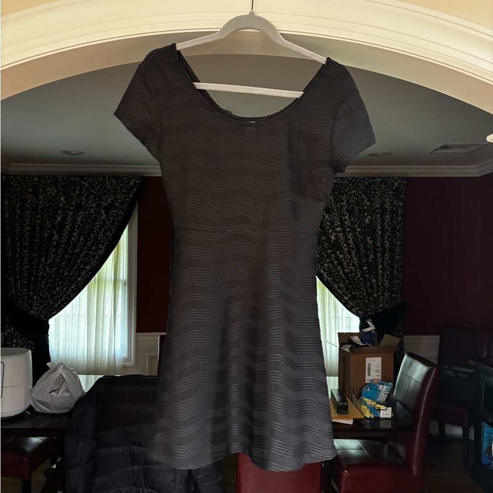 No Boundaries Gray Fit and Flare Mini Dress Scoop Neck Short Sleeve